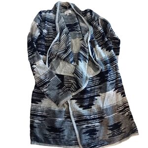 Lucky Brand Women's Black,  Gray, And White Aztec Long Cardigan Sweater Size S